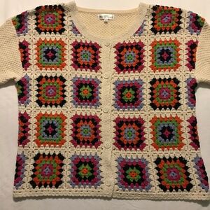 Northern Reflections sweater, women’s, Medium, crochet granny square patchwork